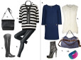 Sweter Camaieu 119 zł, Legginsy Calzedonia 89 zł, Buty Venezia wzór, Torba Gino Rossi 399 zł, Naszyjnik Topshop 75 zł, Sukienka Mango 239 zł, Buty River Island 499 zł, Torebka Ochnik 799 zł, Kamizelka River Island 279 zł, Bransoletka 39 zł
