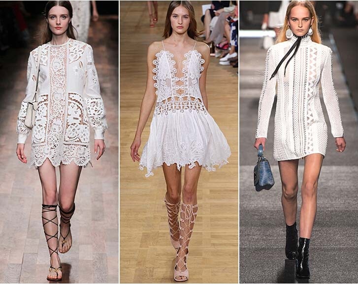 Romantyczna, biała koronka na pokazach domów mody Valentino, Chloé i Louis Vuitton