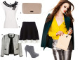 Bluzka Mango 129 zł, Marynarka Topshop 289 zł, Spódnica River Island 129 zł, Torebka Ochnik 329 zł, Buty Deezee.pl 49 zł
